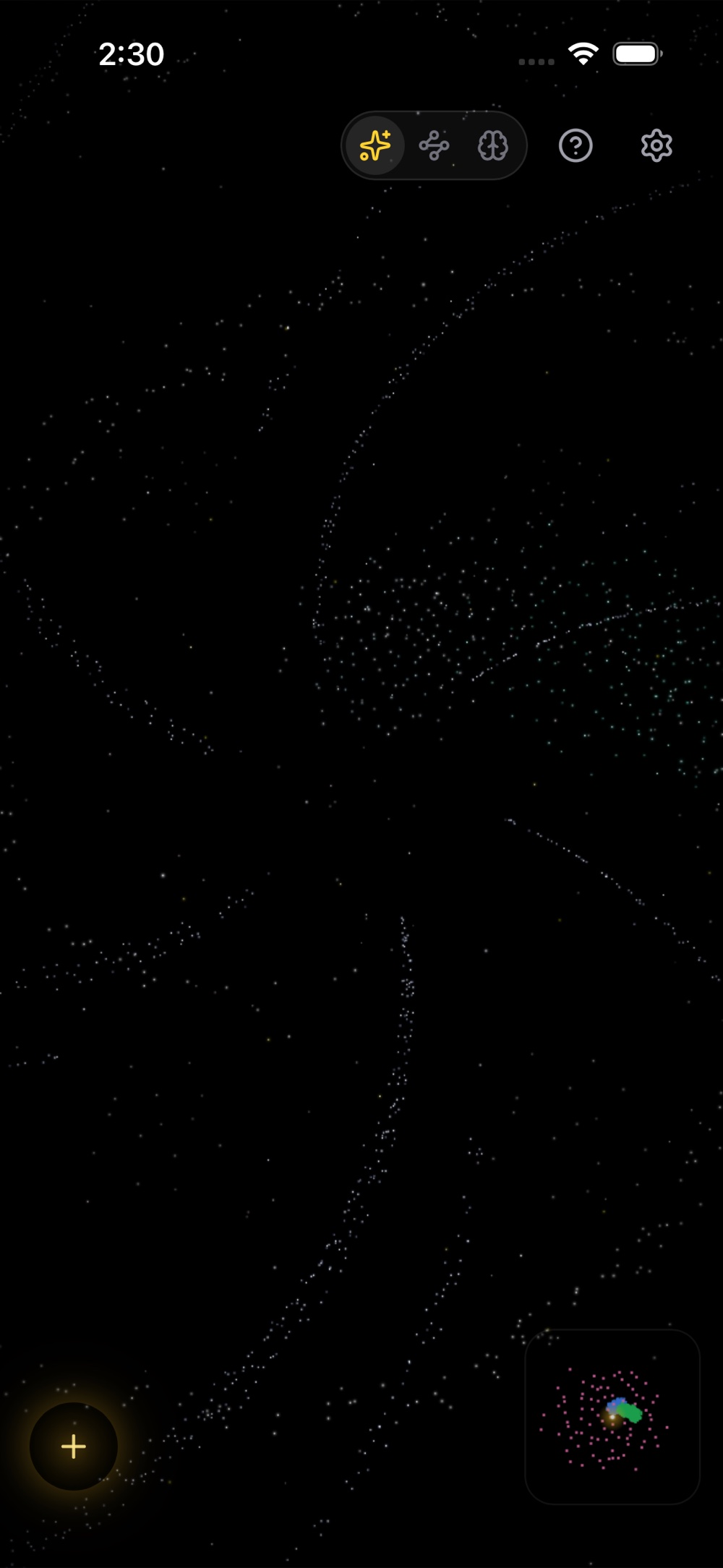 Netty's universe: everyone you know arranged on a golden spiral, a seashell of stars